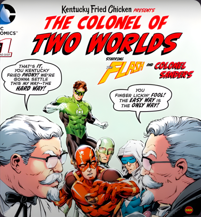 Обложка статьи «Уникальное партнерство KFC и DC: комикс о полковнике Сандерсе»